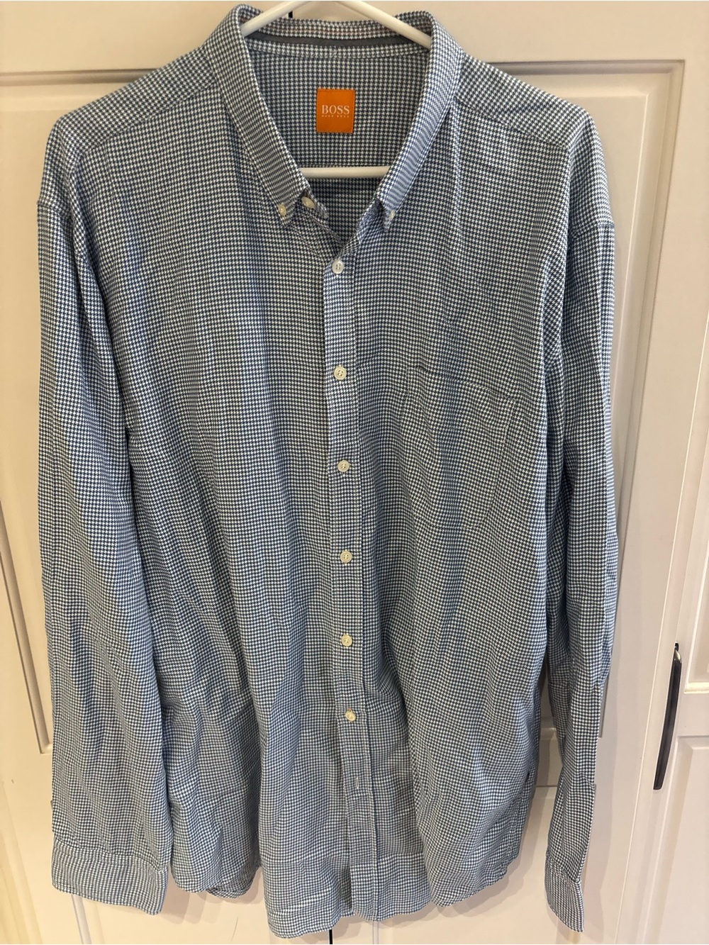 BOSS orange Men's Blue Check Button-Down Shirt xxxl